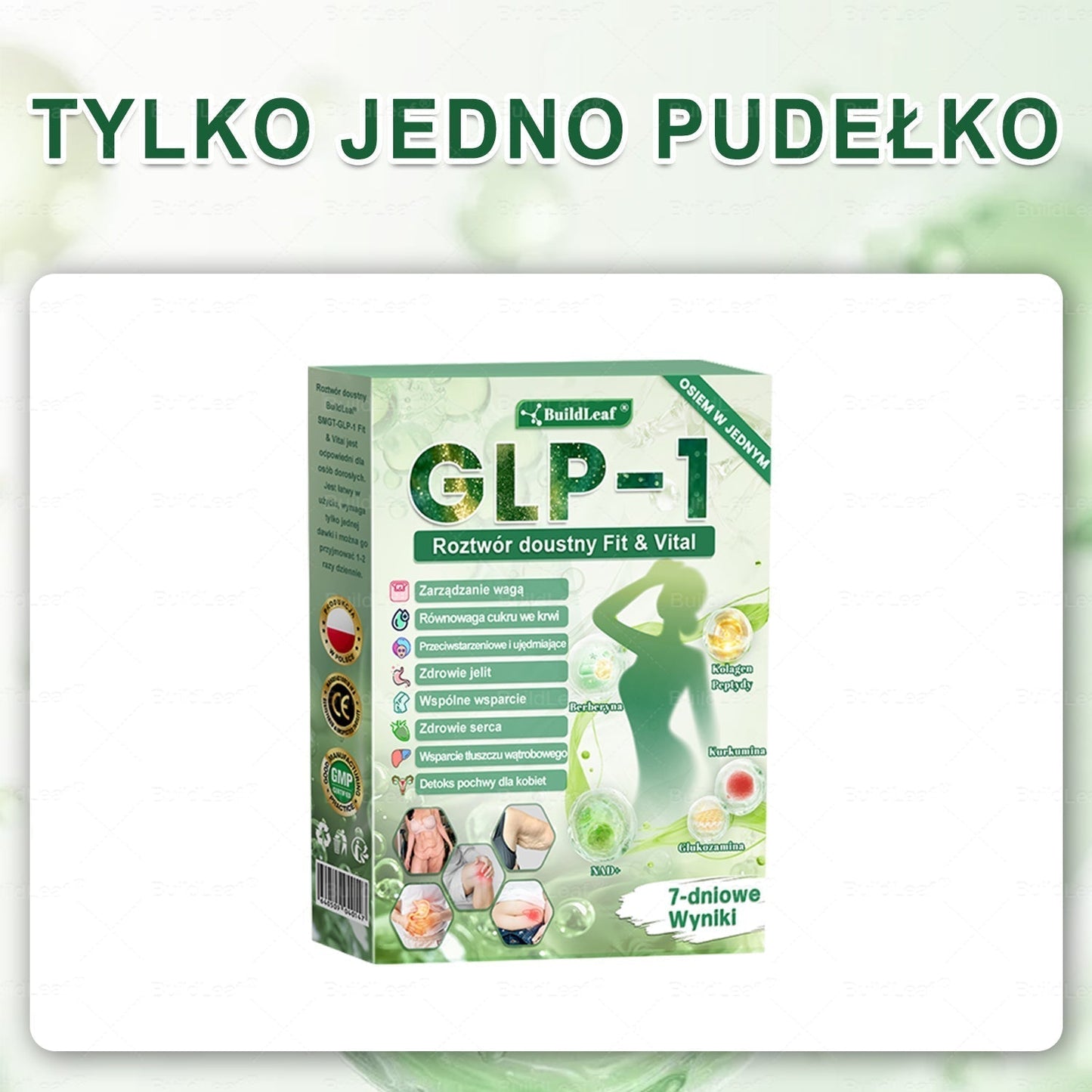 Oficjalny sklep Polska | ☘️☘️BuildLeaf® GLP-1 8-w-1 Fit & Vital roztwór doustny (Jednorazowe dziennie, widoczne zmiany w ciągu 7 dni) ✅ Otyłość, zdrowie sercowo-naczyniowe, cukrzyca, bezdech senny, zdrowie jelit, problemy ze stawami i inne.